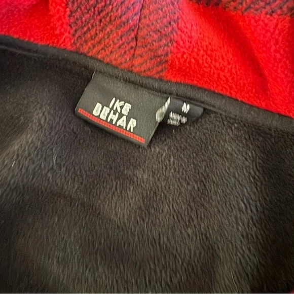 Ike Behar Women M Double Breasted Peacoat Belted Black Red Plaid Fleece Jacket - Picture 3 of 5